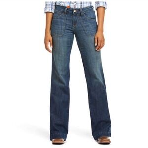 NWT Ariat Womens Anastasia Perfect Leg Trouser Jeans Size 34 R Dark Blue Wash